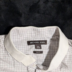 Michael Kors Gray Gingham Button-Up Shirt XXL